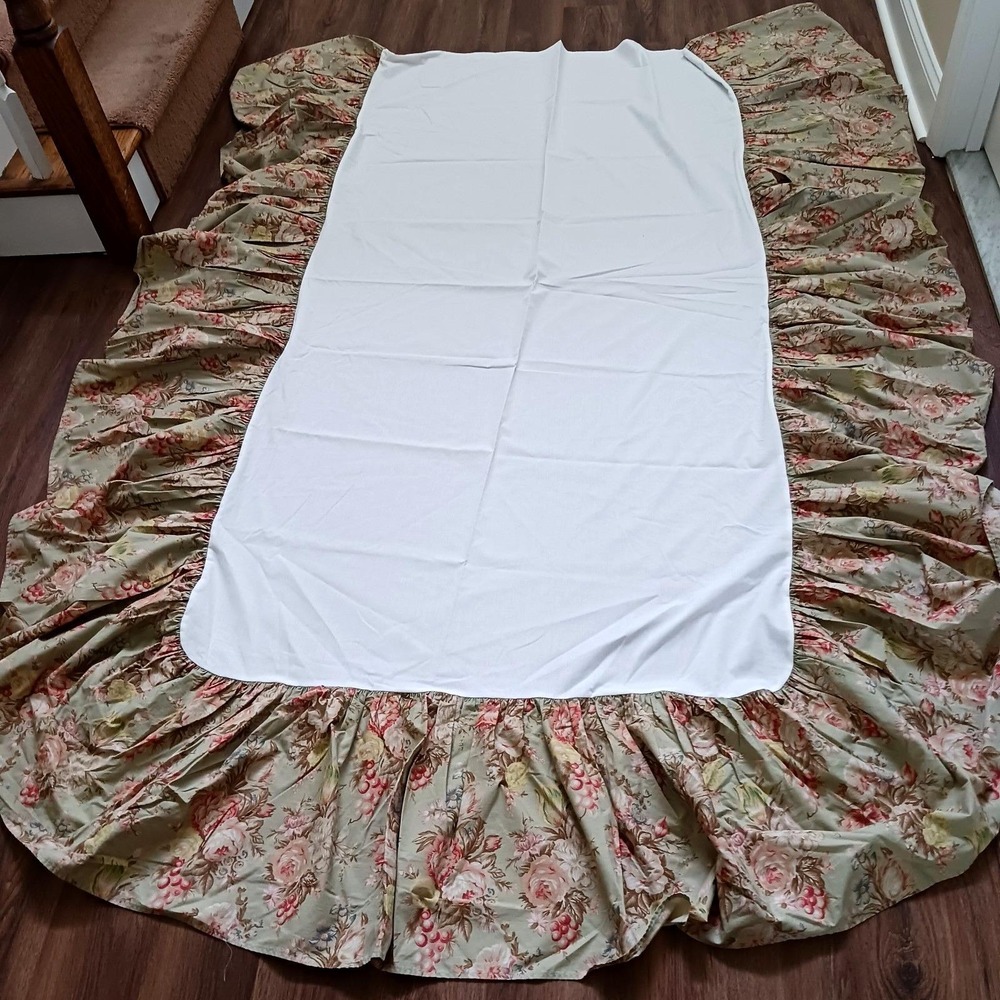 Vintage Ralph Lauren Charlotte Twin Bed Skirt Green Floral French Shabby Chic
